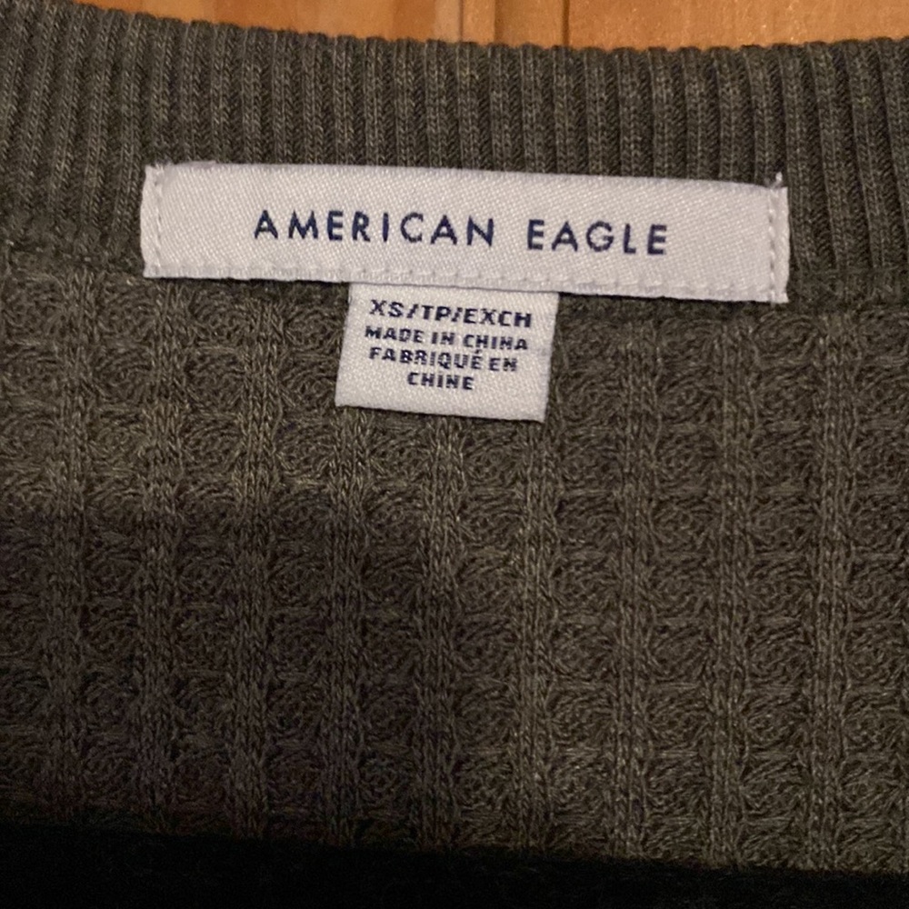 American Eagle Waffle Dress Olive Green Size XS - Picture 2 of 4